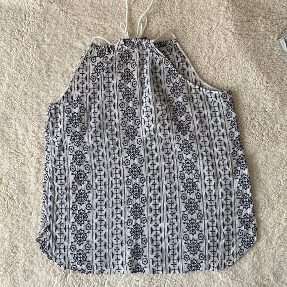 LOFT White and navy embroidered tank - Picture 6 of 8